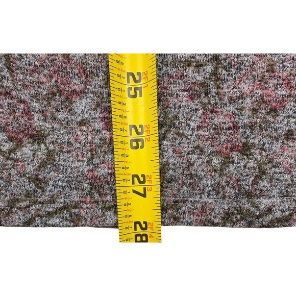 Lucky Brand Abstract Floral Knit Bell Sleeve Top Plus 2X Heather Gray Pink - Picture 9 of 9